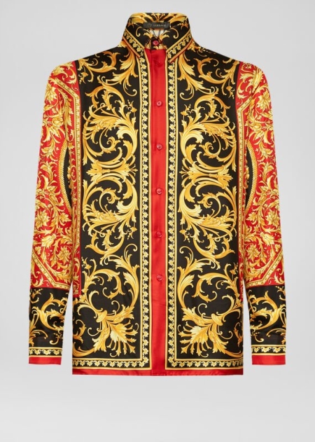 Versace Le Pop Classique Print Silk Twill Skjorta Herr - 078526JER